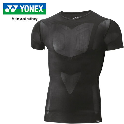 ヨネックス YONEX メンズ レディース バドミントン アンダーウェア ユニVネック半袖シャツ ブラック STBA1022 007