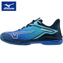 ミズノ MIZUNO メンズ レディース テニスシューズ ウエーブエクシードツアー6 OC WAVE EXCEED TOUR6 OC ブルー×ホワイト×ネイビー...