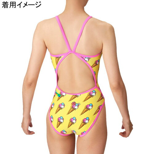 アリーナ arena レディース 水着 トレーニングワンピース オープンバック イエロー×ピンク AS4FWM14W YLPK