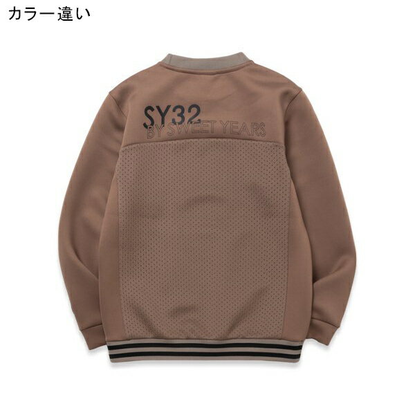 ★セールsale 25〜27％OFF★ スウィートイヤーズ SY32 メンズ ゴルフウェア パンチング クルーネック スウェット ブラック SYG-24A008 BLACK