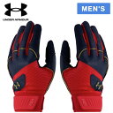 アンダーアーマー UNDER ARMOUR メンズ ハーパー プロ バッティンググローブ ネイビー/レッド/Mゴールド 1385423 410