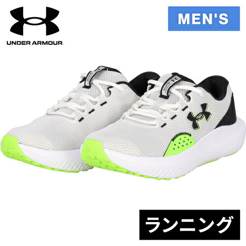 アンダーアーマー UNDER ARMOUR メンズ ランニングシューズ チャージド サージ4 CHARGED SURGE 4 ホワイト/グリーン/ブラック 3027000 109