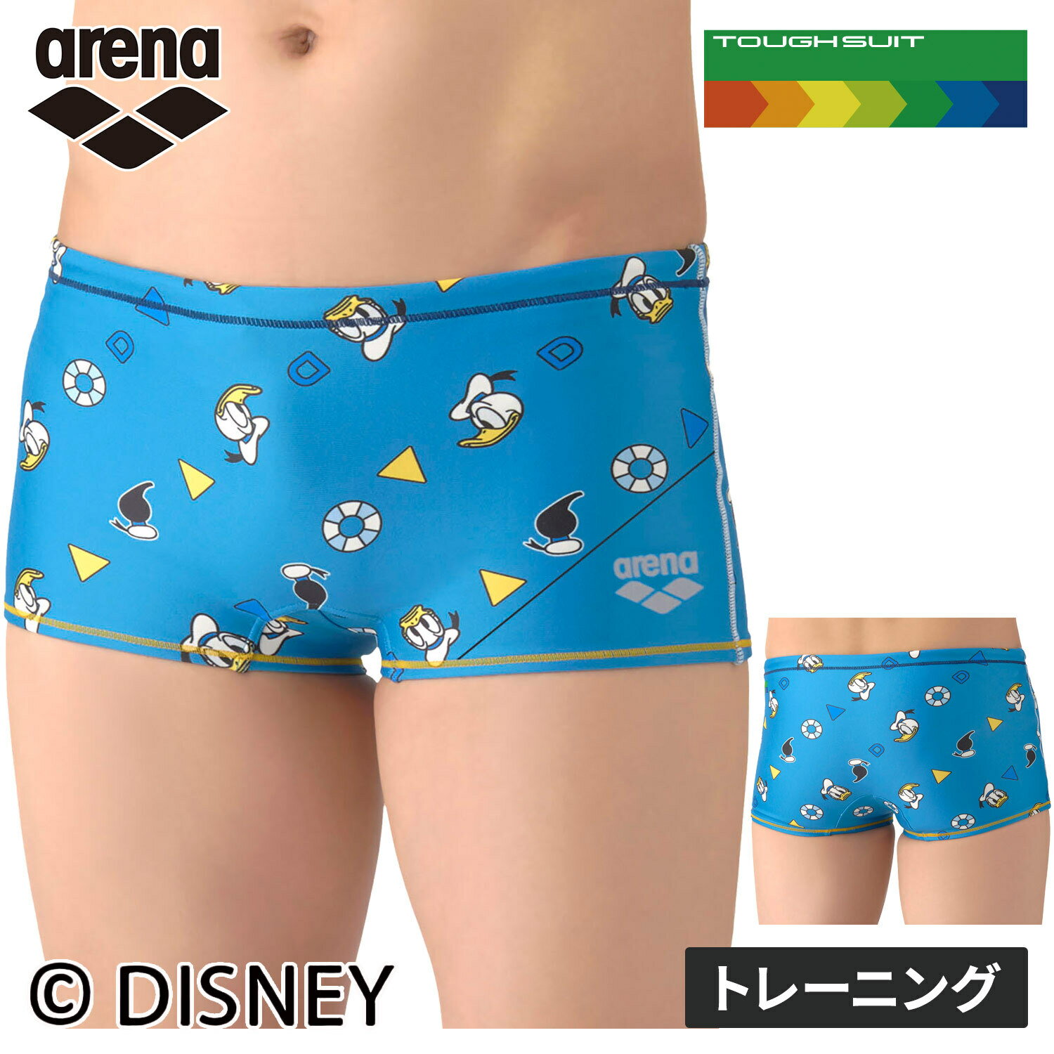 ★26年春夏新商品★ アリーナ arena メンズ 競泳水着 トレーニングスパッツ ブルー×ネイビー AS6SWM53M BLNV ディズニー水着 ディズニ ショートレッグ