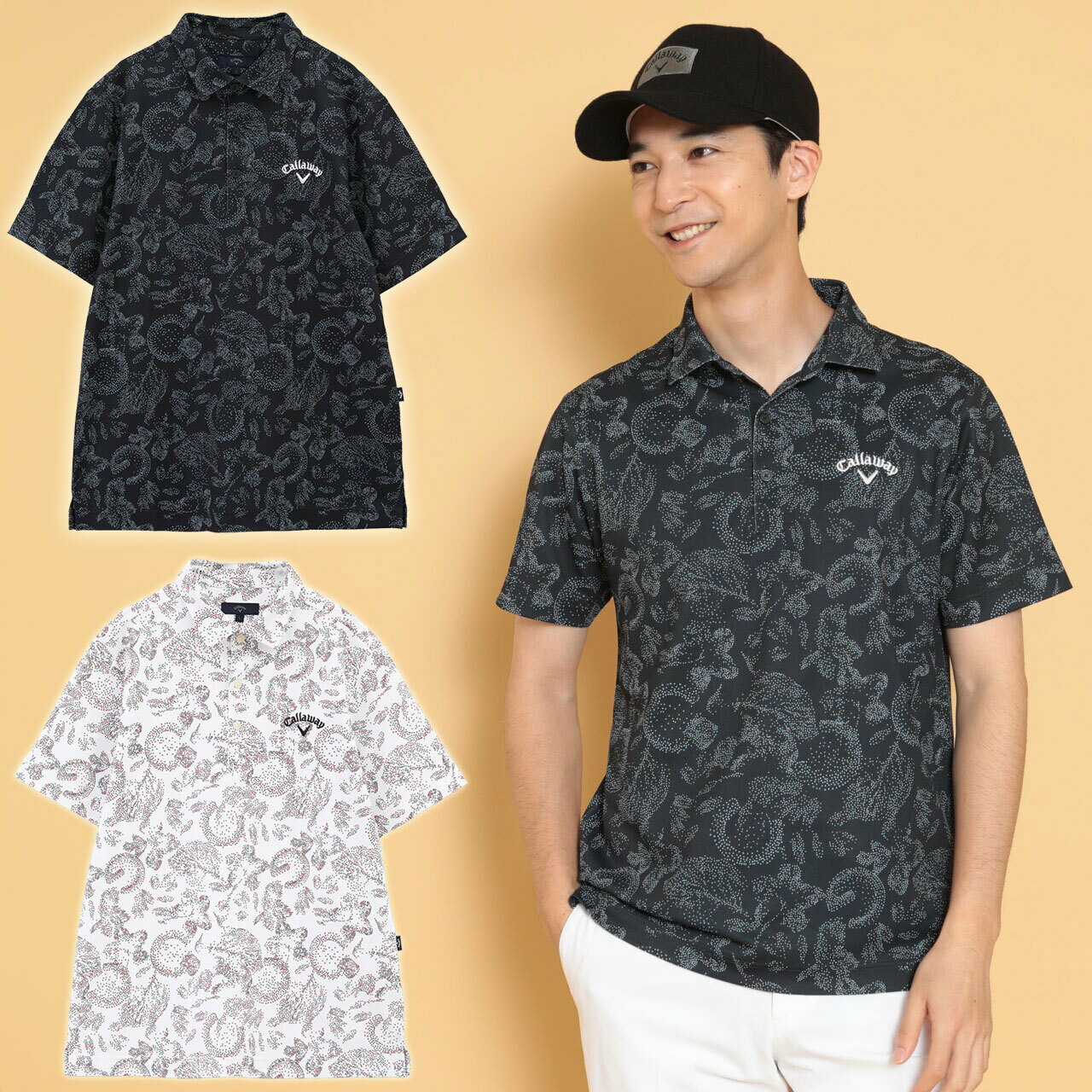 キャロウェイアパレル Callaway Apparel メンズ ドットプリントオニカノコ半袖シャツ C24234106
