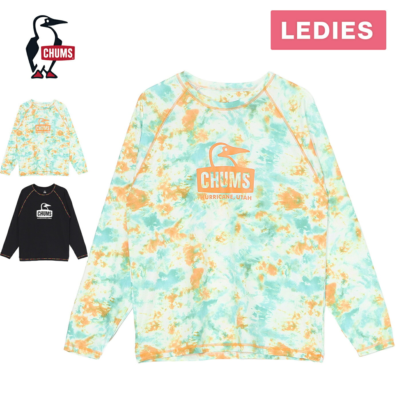 チャムス CHUMS レディース 半袖Tシャツ スプラッシュ ブービーフェイス ロングスリーブ Tシャツ Splash Booby Face L/S T-Shirt CH11-2541