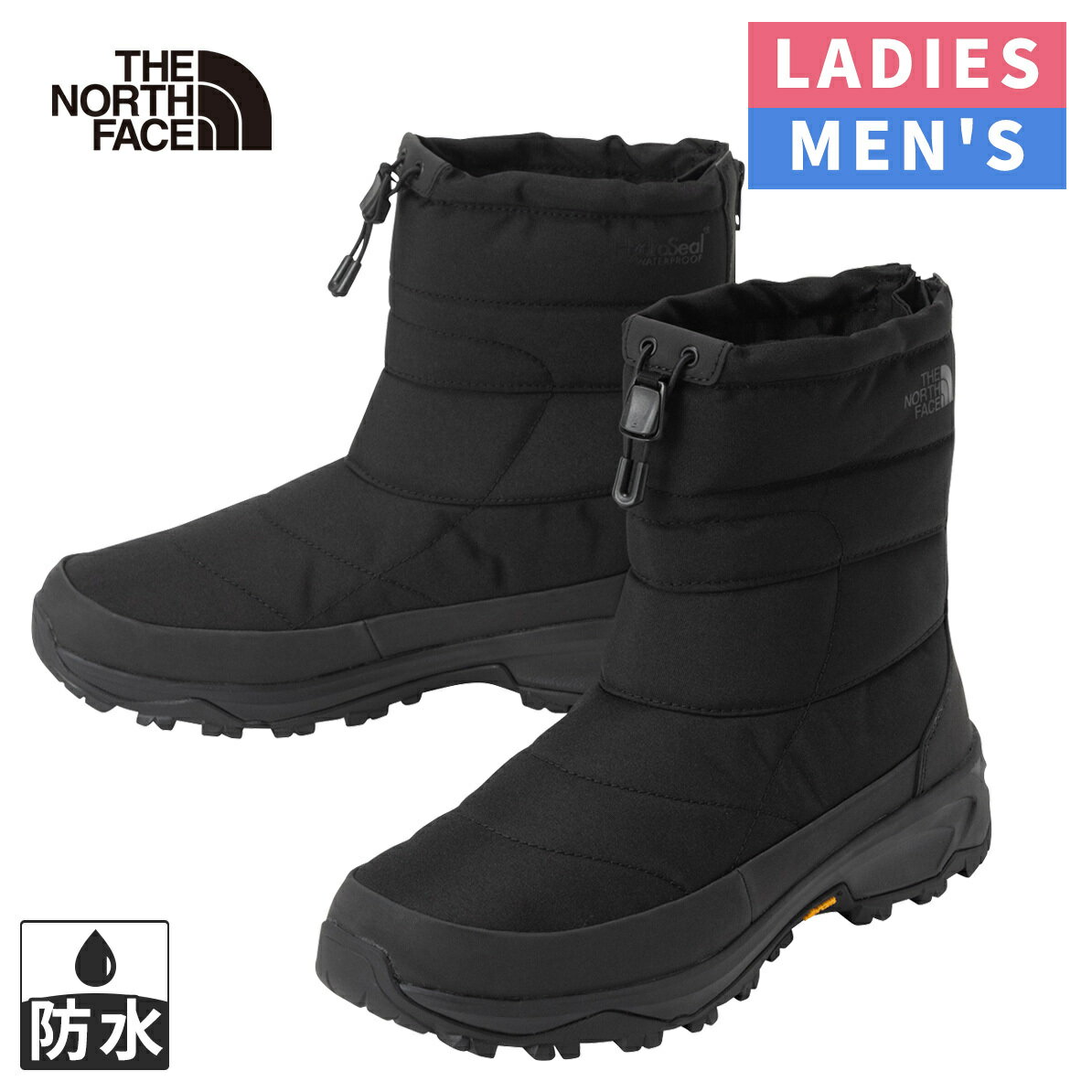 ザ・ノース・フェイス ノースフェイス メンズ レディース ブーツ ヌプシ ブーティ ウォータープルーフ バックジップ Nuptse Bootie WP Backzip TNFブラック×TNFブラック NF52577 KK