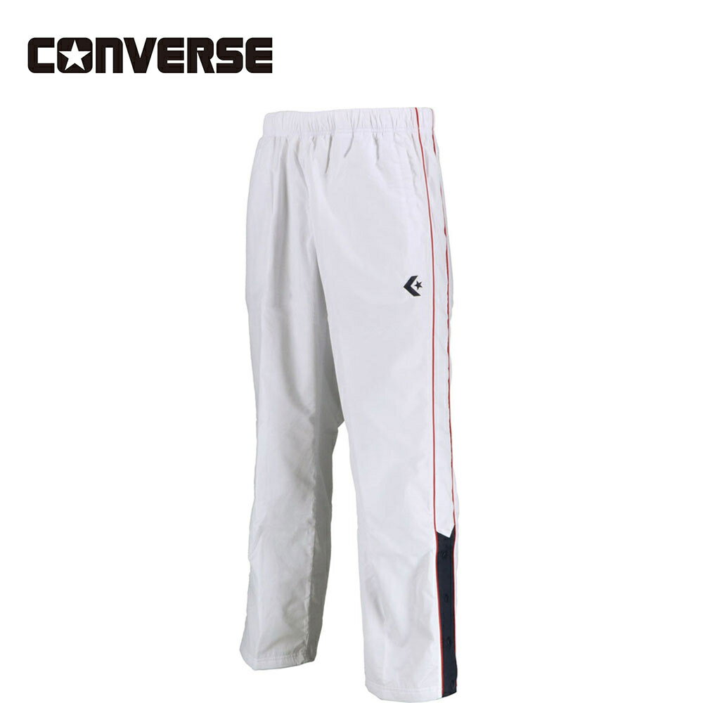 コンバース CONVERSE メンズ レディース ウォームアップパンツ スソボタン ホワイト/ネイビー CB162502..