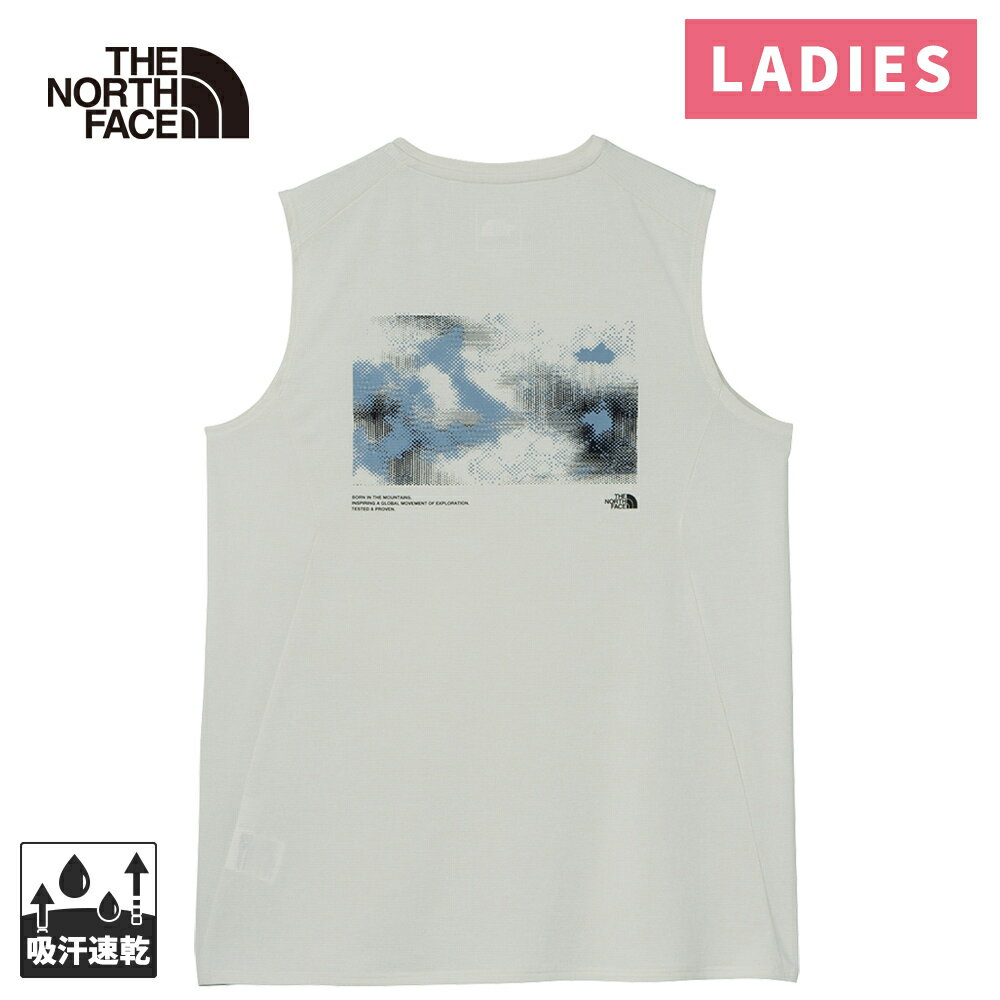 2026春夏モデル ランニング マラソン ジョギング トップス ノースリーブ シャツ ウェア スポーツ トレーニング 練習 運動 夜間 リフレクター 吸汗 速乾 軽量 ドライ ジム フィットネス ザ・ノース・フェイス ノースフェイス レディース ランニングウェア シャツ スリーブレスGTDメランジグラフィッククルー S/L GTD Melange Graphic Crew グレイッシュホワイト NTW12676 GS ★着後レビューで300円OFFクーポン★