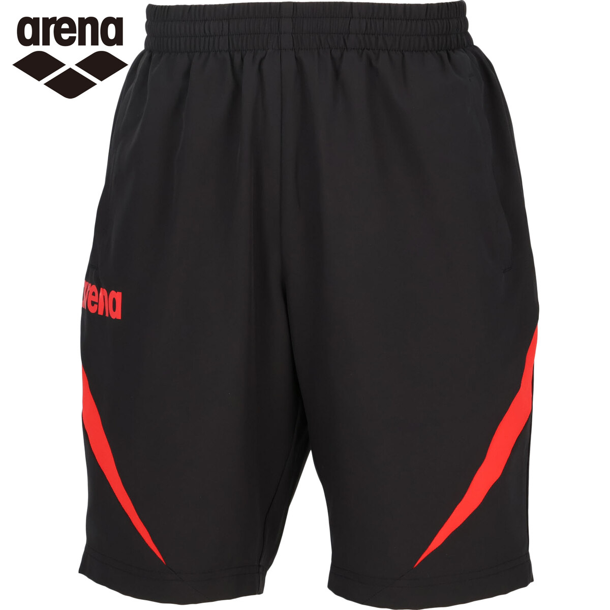 Sportswear - ★26年春夏新商品★ アリーナ arena メンズ レディース トレーニングウェア ハーフパンツ レギュラーシルエット ブラック×レッド ASS4HPU009 BKRD