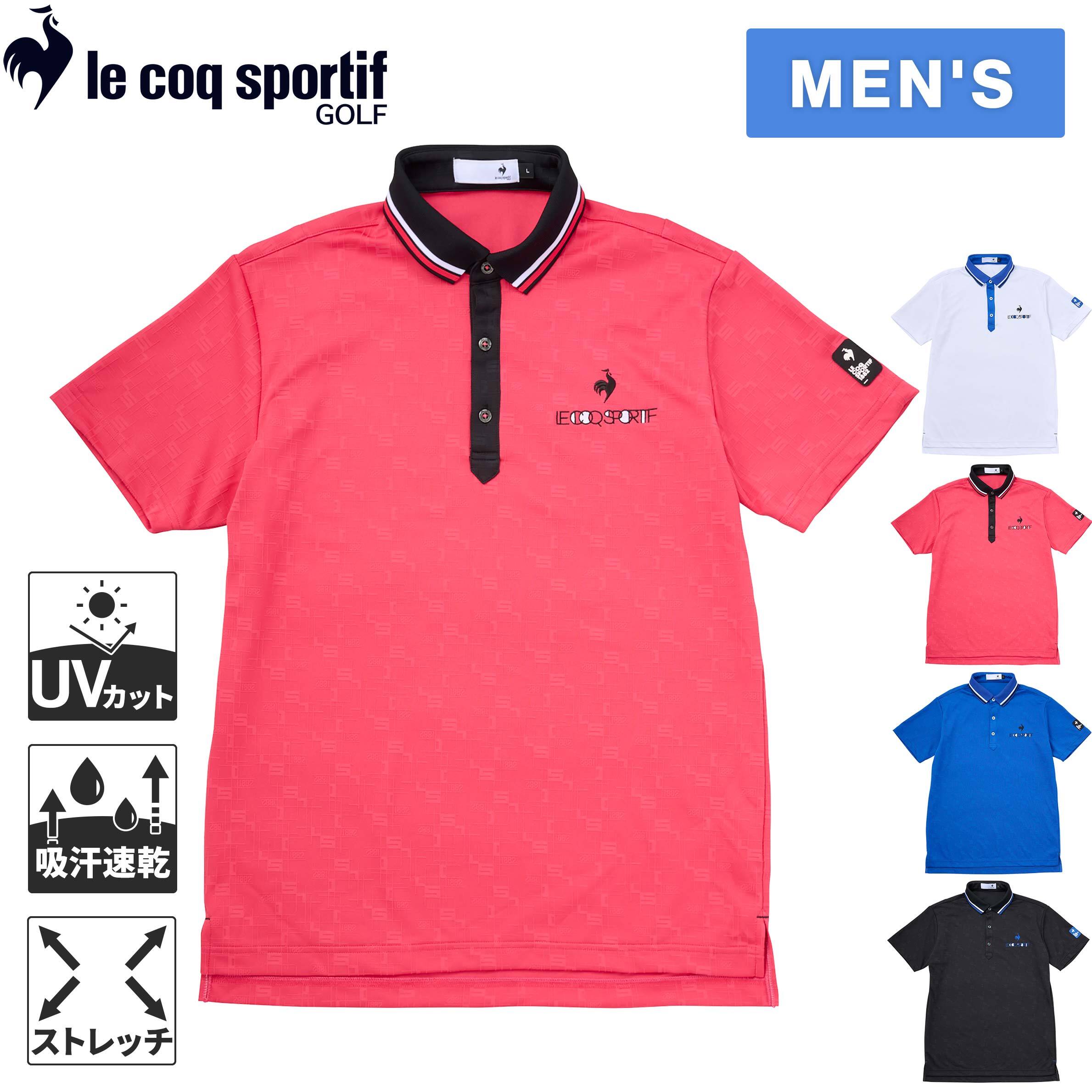 ルコック スポルティフ le coq sportif メンズ ゴルフウェア 半袖シャツ カラーブロックグラフィックジャガード半袖ポロシャツ LG5SHS04M
