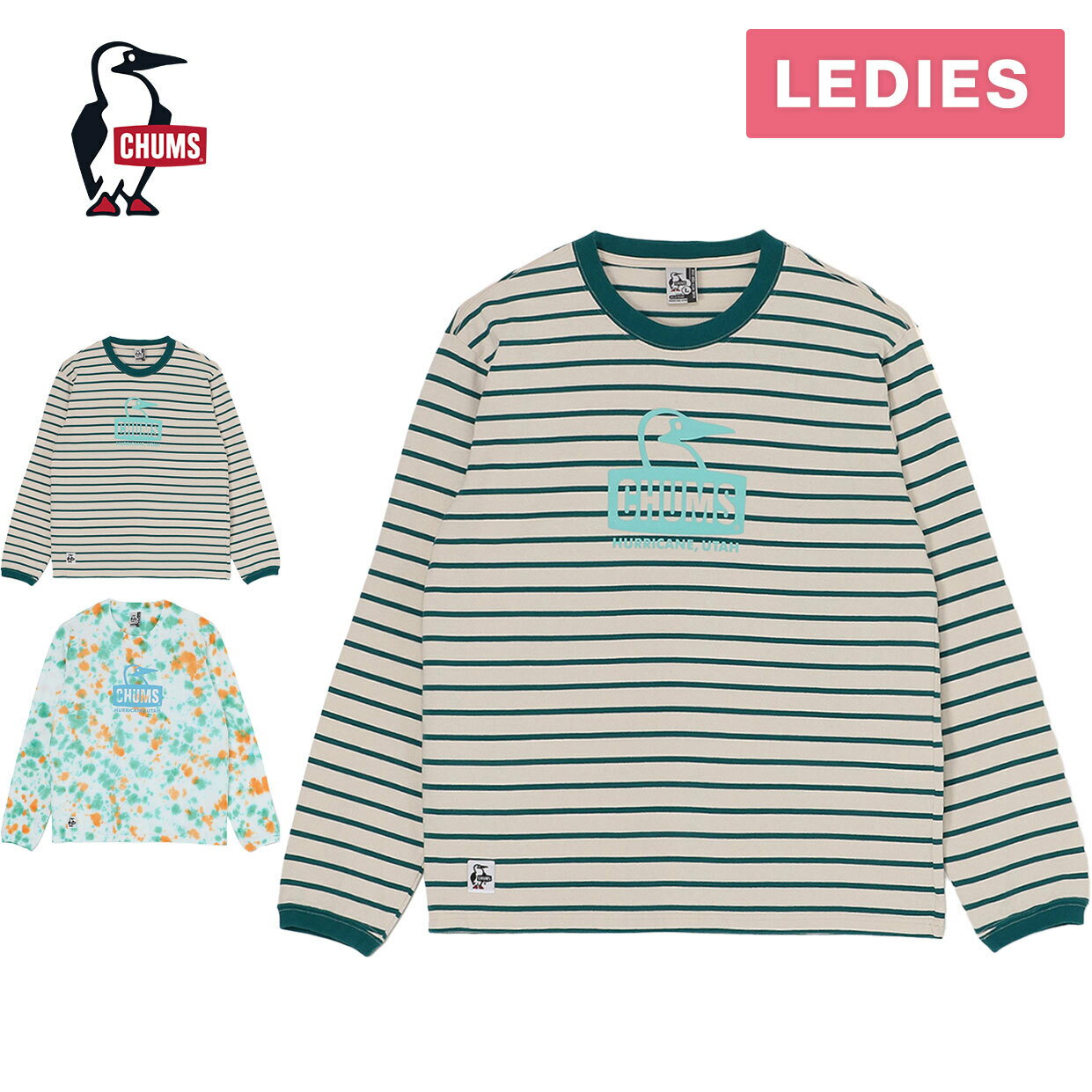 チャムス CHUMS レディース 半袖Tシャツ ブービーフェイス ロングスリーブ Tシャツ...
