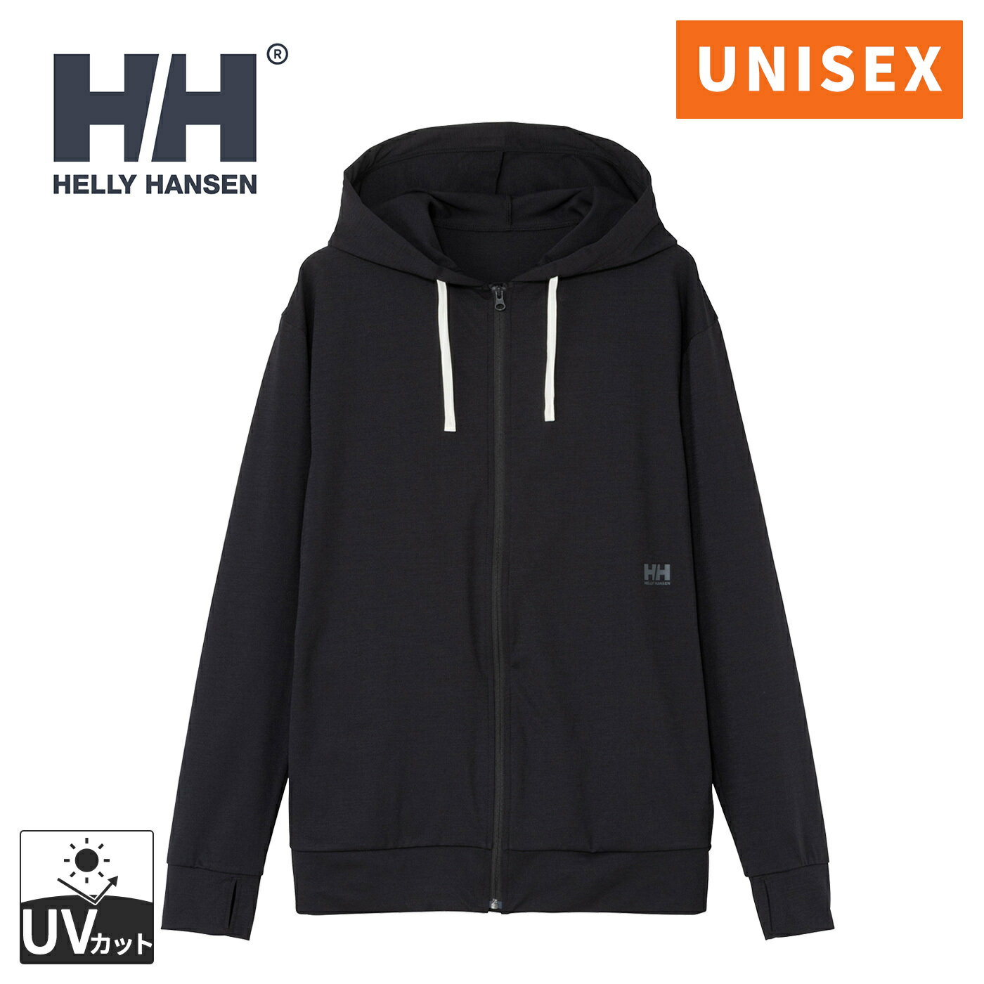 Other - ヘリー・ハンセン HELLY HANSEN メンズ レディース L/S ワンポイントロゴ フルジップ フーディー ラッシュガード L/S One Point Logo FZ Hoodie Rashguard ブラック HE82630 K