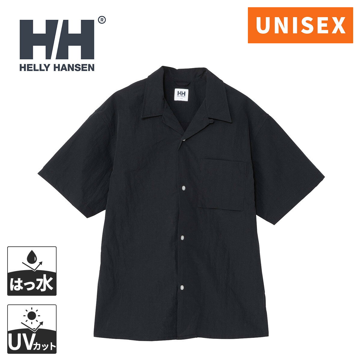 乐天商城 - 最大2,000円OFFクーポン 6/20〜6/30 ヘリー・ハンセン HELLY HANSEN メンズ レディース S/S バスクシャツ S/S Bask Shirts ブラック HOE42624 K NB0620
