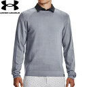 ☆スクイズボトルプレゼント☆ アンダーアーマー UNDER ARMOUR メンズ ゴルフウェア ジャケット インテリニット クルーネック セーター INTELLIKNIT CREW NECK SWEATER スチール/ホワイト 1373684 035 その1