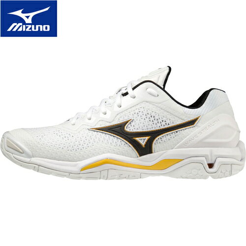 ミズノ MIZUNO メンズ レディース ハンドボールシューズ ウエーブステルス V ホワイト×ブラック×イエロー X1GA1800 13