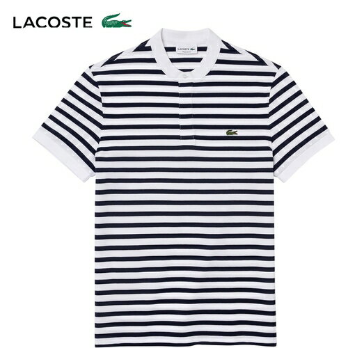 ラコステ LACOSTE メンズ スタンドカラーボーダーポロシャツ ホワイト/ネイビー PH6695L 522