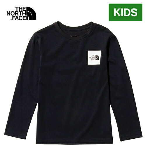 ザ・ノース・フェイス ノースフェイス キッズ Tシャツ ロングスリーブスモールスクエアロゴティー L/S Small Square Logo Tee ブラック NTJ32357 K 子供服 ベビー 男の子 女の子 長袖Tシャツ ロンT