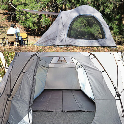 ★20日限定！会員別ポイントUP★クイックキャンプ QUICKCAMP ダブルウォール キャビンテント 4人-5人用 インナーテント付き タン ＆ ポリヘキサタープ 六角形 タン 計2点セット