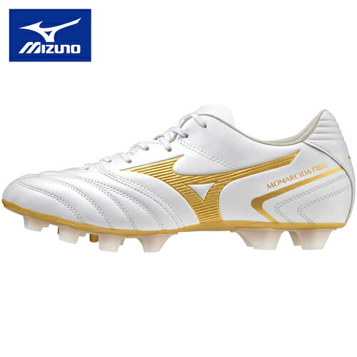 ★10/20限定　ポイント5倍★ ミズノ MIZUNO メンズ レディース サッカー スパイク モナルシーダネオ 2 スーパーワイド ホワイト×ゴールド P1GA2324 52