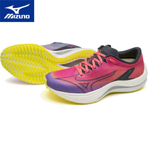 ミズノ MIZUNO レディース ランニングシューズ ウエーブリベリオンフラッシュ WAVE REBELLION FLASH ピンク×ブラック×パープル J1GD2335 71