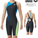アリーナ arena レディース 競泳水着 レーシングワンピーススパッツ ブラック×Lブルー×Lイエロー FAR-3553W BKBU