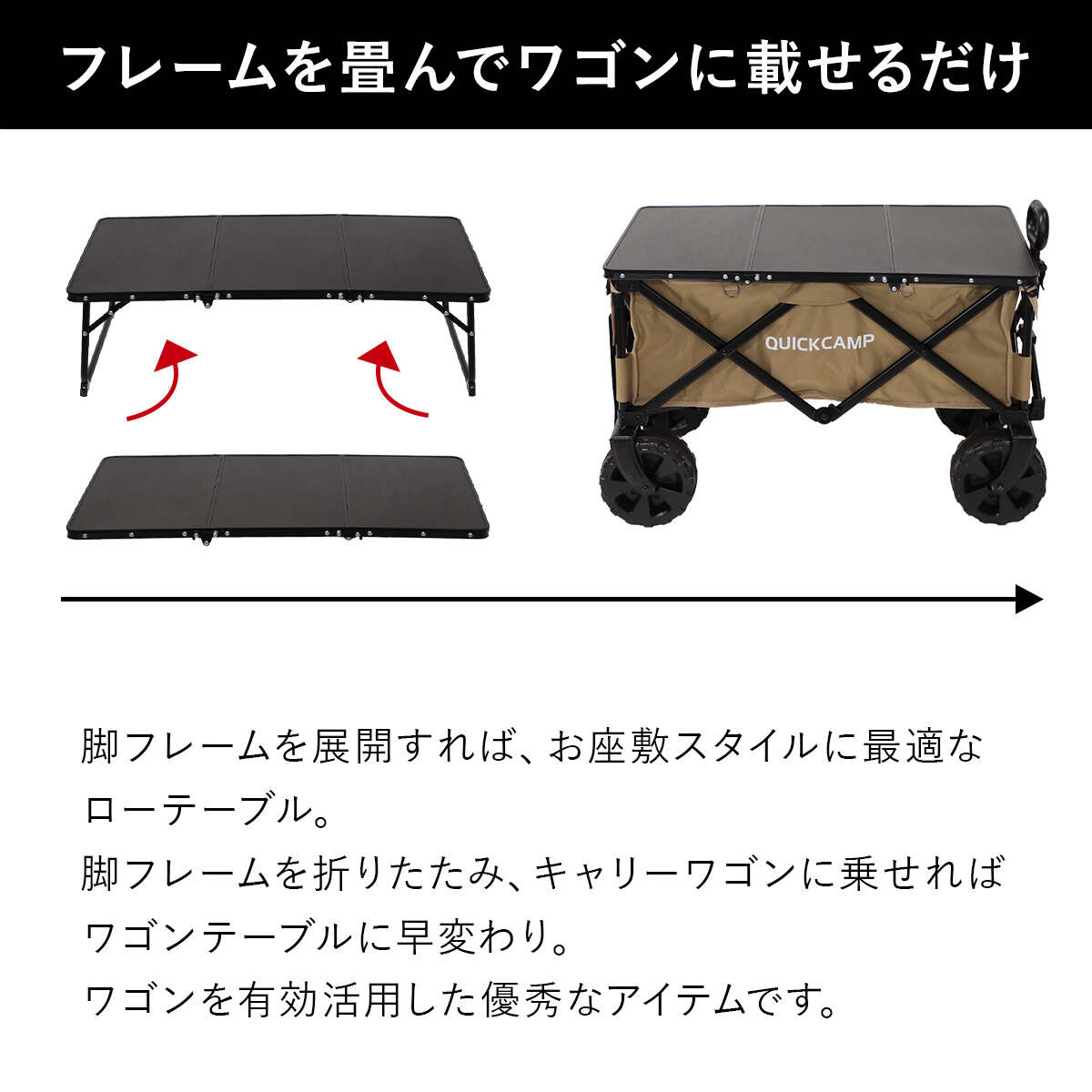 11日迄■お得なクーポン配布中■クイックキャンプ QUICKCAMP ミニ三つ折りテーブル ワゴン用 ブラック QC-3FT90W ワゴンテーブル 軽量 折り畳みテーブル ローテーブル ピクニックテーブル通販格安セール情報 楽天 通販