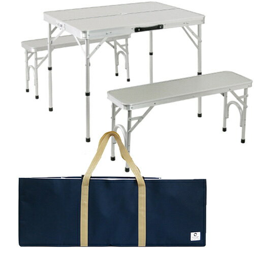 クイックキャンプ QUICKCAMP アウトドア 折りたたみテーブルセット 4人用 収納袋付き シルバー ALPT-90Bset通販格安セール情報 楽天 通販