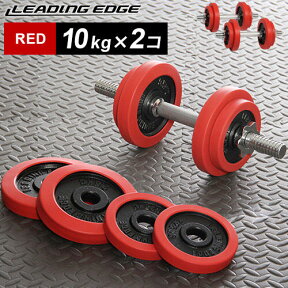 リーディングエッジ LEADING EDGE ラバーダンベル 10kg×2 レッド LE-DB10 計2個セット