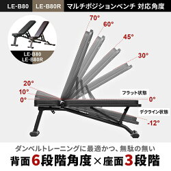 リーディングエッジマルチポジションフラットベンチインクラインデクライン対応ダンベルトレーニングベンチ折りたたみ式インクラインベンチLE-B80