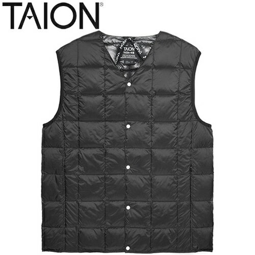 ★セールsale 19～23％OFF★ タイオン TAION メンズ ベーシック Vネックボタン インナーダウンベスト ブラック TAION-001