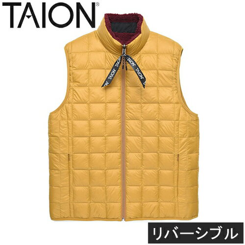 タイオン TAION メンズ レディース ダウン×ボアリバーシブルダウンベスト ”DOWN×BOA”REVERSIBLE VEST キャメル×ダークレッド TAION-R002MB