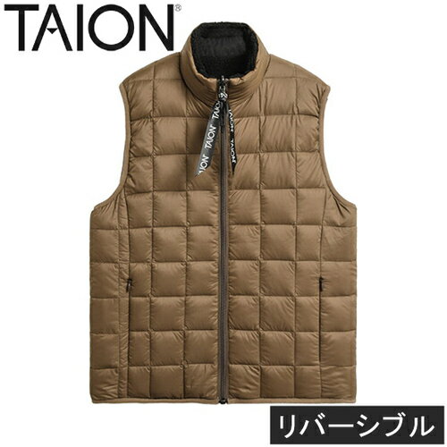 タイオン TAION メンズ レディース ダウン×ボアリバーシブルダウンベスト ”DOWN×BOA”REVERSIBLE VEST ライトブラウン×ブラック TAION-R002MB