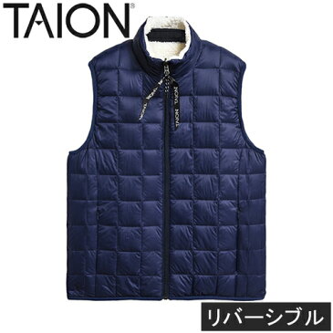 タイオン TAION メンズ レディース ダウン×ボアリバーシブルダウンベスト ”DOWN×BOA”REVERSIBLE VEST ネイビー×ナチュラル TAION-R002MB