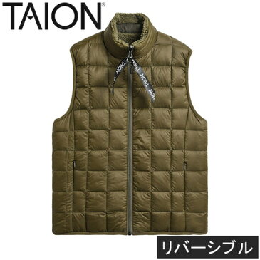 タイオン TAION メンズ レディース ダウン×ボアリバーシブルダウンベスト ”DOWN×BOA”REVERSIBLE VEST オリーブ×ダークオリーブ TAION-R002MB