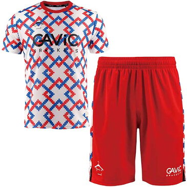 ガビック GAVIC サッカー メンズ 昇華プリント プラクティスシャツ WHT & プラクティスパンツ WHT/RED GA8054/GA8261