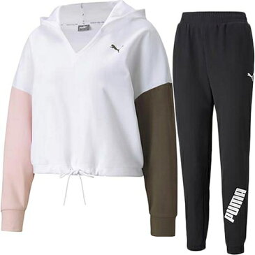 11日迄■お得なクーポン配布中■プーマ PUMA レディース MODERN SPORTS フーディースウェット & MODERN SPORTS パンツ 上下セット プーマホワイト/プーマブラック 846285 02/846286 01