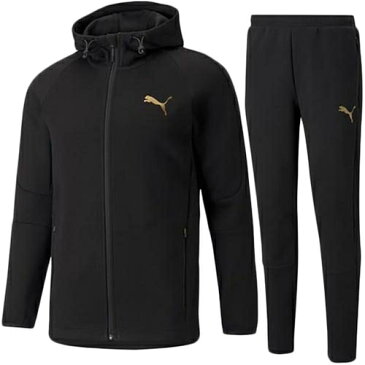 11日迄■お得なクーポン配布中■プーマ PUMA メンズ レディース EVOSTRIPE フーデッドジャケット & パンツ 上下セット プーマブラック/プーマブラック 846341 51/846342 51