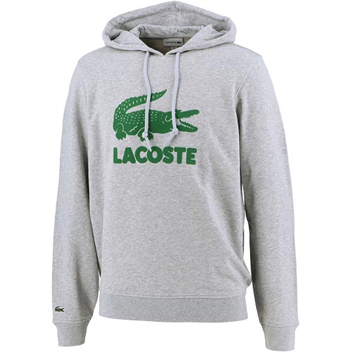 ★23日迄!お得なクーポン配布中★ラコステ LACOSTE メンズ トレーナー フロッキープリントスウェットパーカ Sweatshirts グレー SH2169L CCA