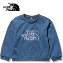 ザ・ノース・フェイス ノースフェイス キッズ トレーナー スウェット ストレッチデニムマウンテンクルー Stretch Denim Mountain Crew ライトインディゴ NTJ12217 LD 子供服 男の子 女の子 長袖 スウェット 長そで トップス クルーネック シンプル 通園 通学 小学生