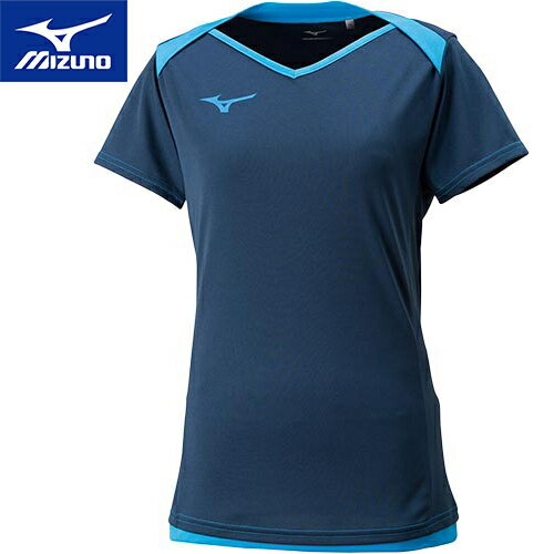 こちらの商品は ミズノ(MIZUNO) レディース バレーボール 半袖 プラクティスシャツ ドレスネイビー×ディーバブルー V2MA8283 14 【トレーニングウェア ユニフォーム 部活】 です。デコルテがキレイに見える ウィメンズシャツ。マークを付けて、ゲームシャツとしても着用可能。・最もスタンダードなシルエット。・吸汗速乾性が優れていることを示し、汗を素早く吸収、拡散、ウエア内を快適な状態に保ちます。・デオドラントテープ使用。・環境配慮型商品の新しい認定基準「ミズノグリーングレード」ブロンズメダル。●管理code：79788784【商品スペック】●素材 : ポリエステル100％●サイズ : 　着丈：65cm（Lサイズ）　胸周り：96cm（Lサイズ）●実寸サイズ : 　M：後丈63cm、胸回り92cm、肩幅37.6cm、袖丈16cm　L：後丈65cm、胸回り96cm、肩幅39cm、袖丈17cm　XL：後丈67cm、胸回り100cm、肩幅40.4cm、袖丈18cm　2XL：後丈69cm、胸回り104cm、肩幅41.8cm、袖丈19cm　MB：後丈64cm、胸回り100cm、肩幅39.2cm、袖丈17cm　LB：後丈66cm、胸回り106cm、肩幅40.8cm、袖丈18cm●適合サイズ（cm） : 　XS：身 長147-153、胸 囲75-79、ウエスト56-60　S：身 長152-158、胸 囲78-82、ウエスト59-63　M：身 長157-163、胸 囲81-85、ウエスト62-66　L：身 長162-168、胸 囲84-88、ウエスト65-69　XL：身 長167-173、胸 囲87-91、ウエスト68-72　2XL：身 長172-178、胸 囲90-94、ウエスト71-75　3XL：身 長177-183、胸 囲93-97、ウエスト74-78　SB：身 長152-158、胸 囲83-89、ウエスト63-69　MB：身 長157-163、胸 囲89-95、ウエスト69-75　MBB：身 長157-163、胸 囲95-101、ウエスト75-81　LB：身 長162-168、胸 囲95-101、ウエスト75-81●原産国 : ベトナム製