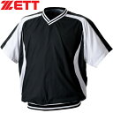 ゼット ZETT メンズ レディース 野球ウェア ジャケット 半袖Vネックジャンパー ブラック×ホワイト BOV300H 1911