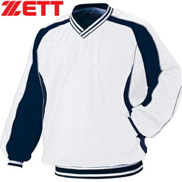 ゼット ZETT メンズ レディース 野球ウェア ジャケット 長袖Vネックジャンパー ホワイト×ネイビー BOV300 1129