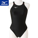 ミズノ MIZUNO ジュニア 競泳水着 ハイカット ブラック×レッド N2MA0422 96 女の子