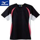 ミズノ MIZUNO メンズ レディース 野球ウェア 練習用シャツ イージーシャツ ブラック×ホワイト×ピンク 52MW453 09