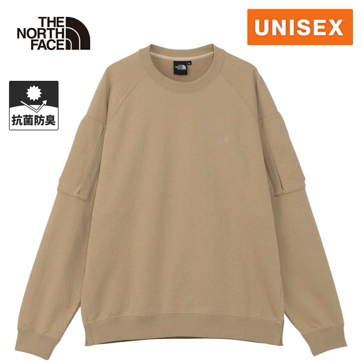 新品｜ノースフェイス｜ロゴ刺繍 スウェット｜SWEATSHIRTS｜ベージュ｜M ザ・ノース・フェイス THE NORTH FACE GO TO SWEATSHIRTS NM5MQ54M