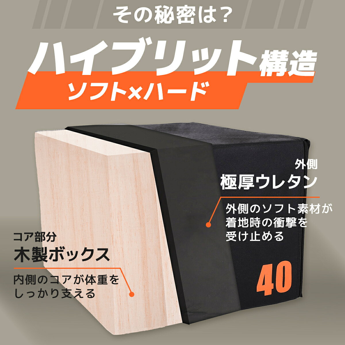 プライオボックス 40cm×50cm×60cm 3段階高さ調整 クッション性 衝撃吸収 耐荷重100...