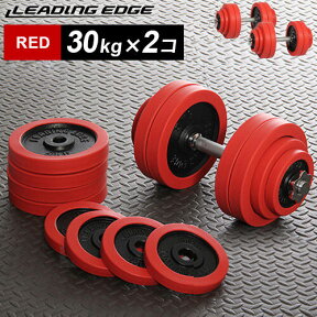 LEADING EDGE リーディングエッジ ラバーダンベル 60kg セット 片手 30kg 2個セット レッド LE-DB30 ダンベルセット