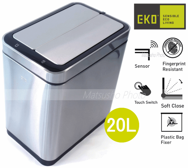 【最大1万円OFF+全品P2倍!21日23:59まで】EKO ゴミ箱 ダストボックス 20リットル 自動開閉 センサー式 ごみ箱 フタ付き 自動ゴミ箱 センサービン ステンレス製 デラックスファントム センサービン 20L EK9287MT-20L シルバー [3]