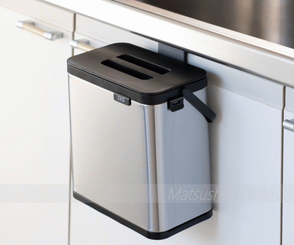 EKO ゴミ箱 3L 生ごみ専用ゴミ箱 ごみ箱 キッチンキャビネット 壁掛けゴミ箱 キッチンゴミ箱 吊り下げゴミ箱 フタ付き ふた付き 蓋付き フードキャディ 3L 生ごみ専用ゴミ箱 EK6013MT-3L シルバー [2]