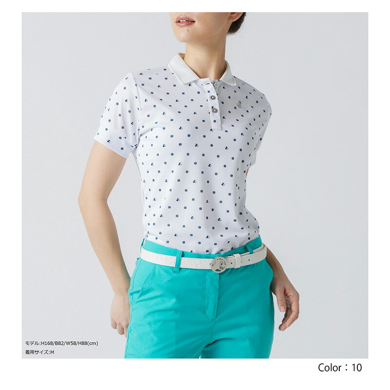 Black&White｜ブラック&ホワイト｜BLS9702YB｜レディース ゴルフウェア ポロシャツ 半袖 UVガード 春夏 吸汗速乾 ｜ミニテリアモノグラムシャツ（レディース）【新作2022年春夏】